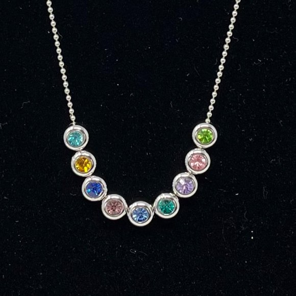 Beautiful Multi Colored Gemstone Silver Chain Necklace, Birthstones - Picture 1 of 9